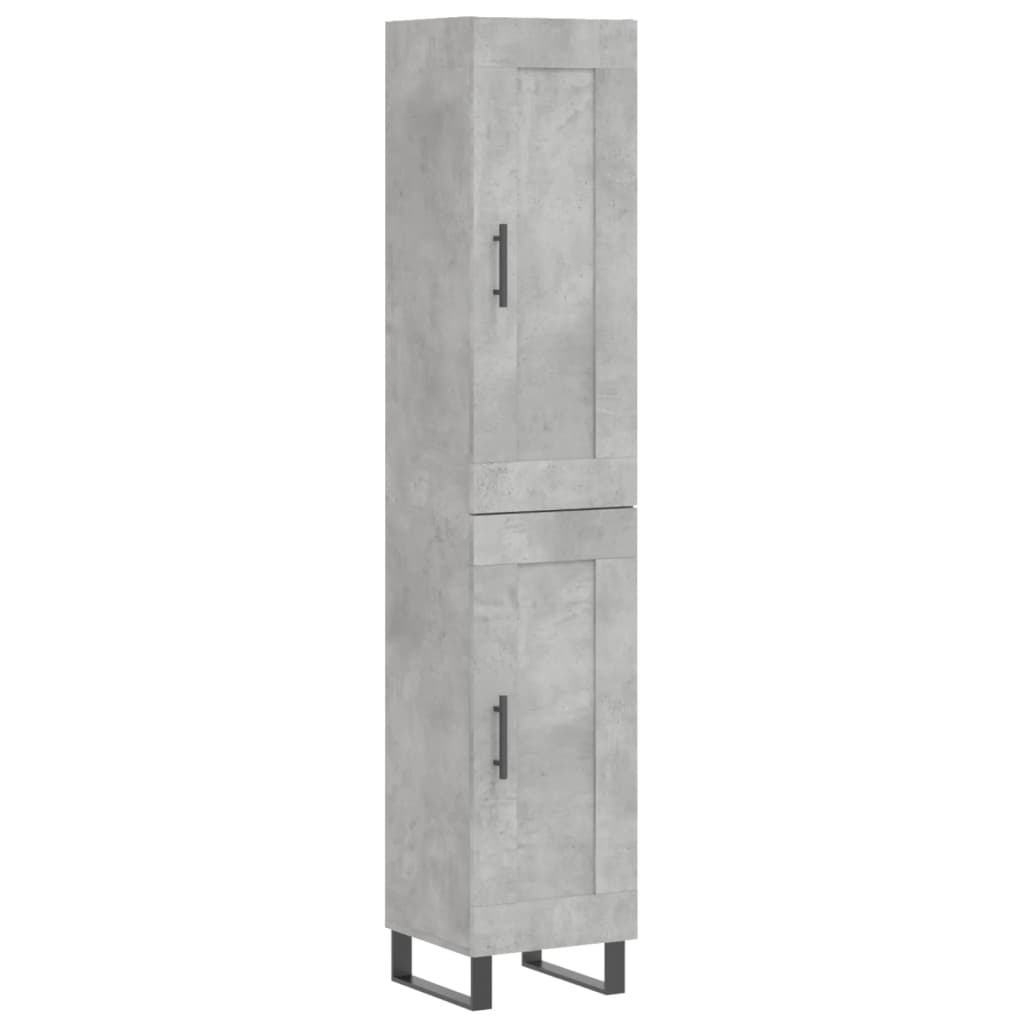 vidaXL Aparador de madera contrachapada gris hormigón 34,5x34x180 cm