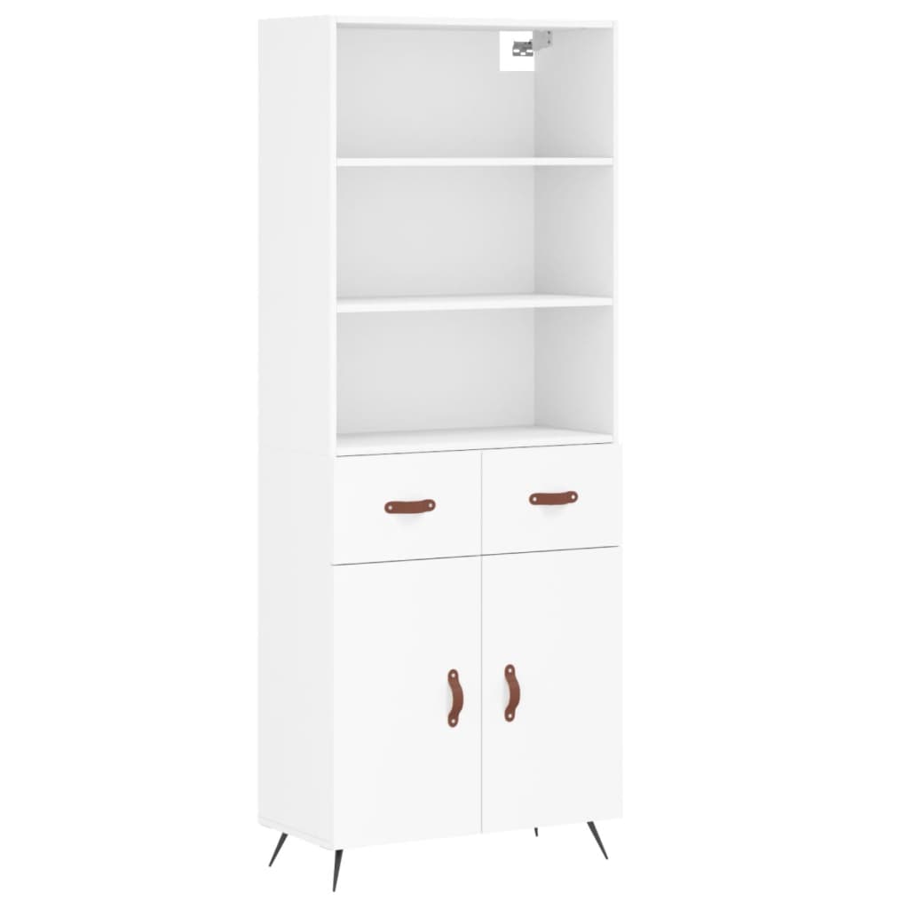 vidaXL Aparador alto madera contrachapada blanco 69,5x34x180 cm