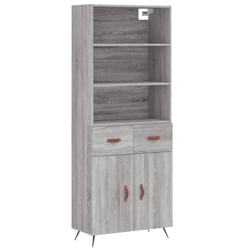 vidaXL Aparador alto madera contrachapada gris sonoma 69,5x34x180 cm