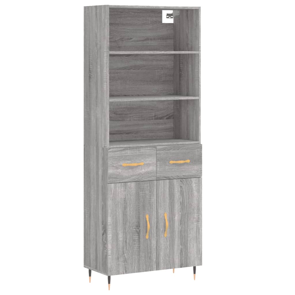 vidaXL Aparador alto madera contrachapada gris sonoma 69,5x34x180 cm