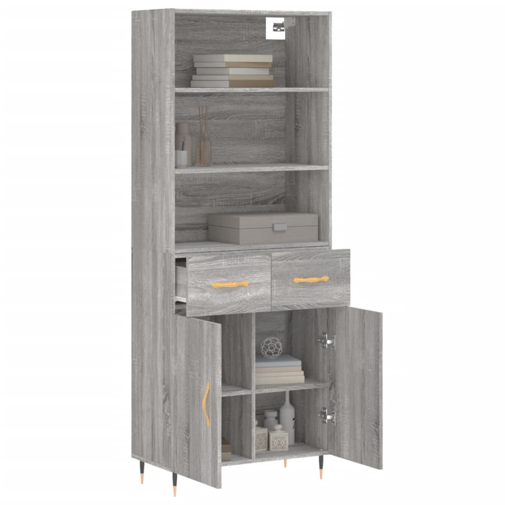 vidaXL Aparador alto madera contrachapada gris sonoma 69,5x34x180 cm