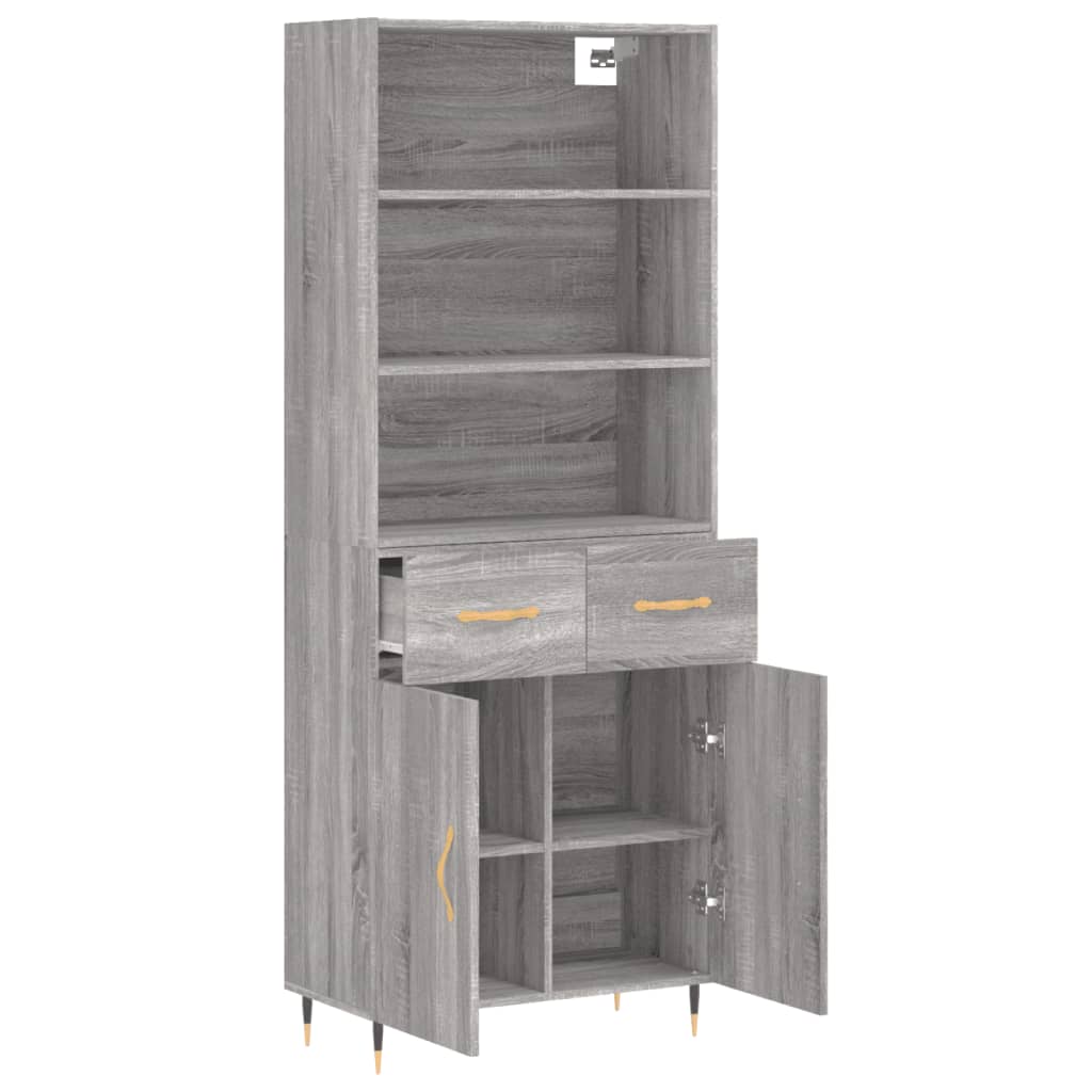 vidaXL Aparador alto madera contrachapada gris sonoma 69,5x34x180 cm