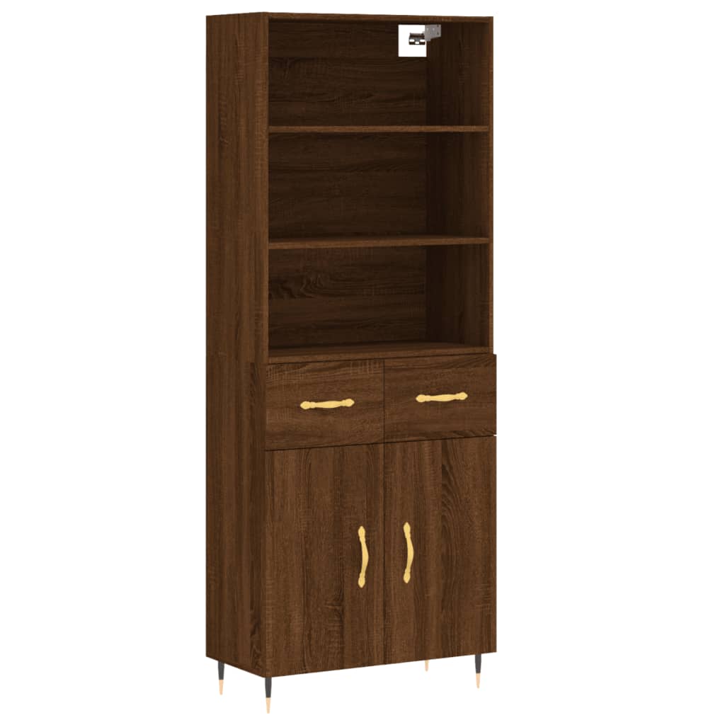 vidaXL Aparador alto madera contrachapada marrón roble 69,5x34x180 cm