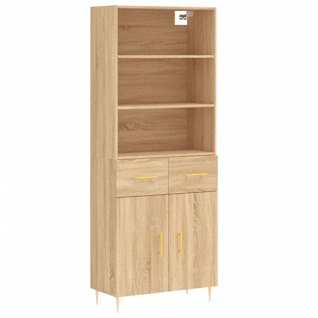 vidaXL Aparador alto madera contrachapada color roble 69,5x34x180 cm