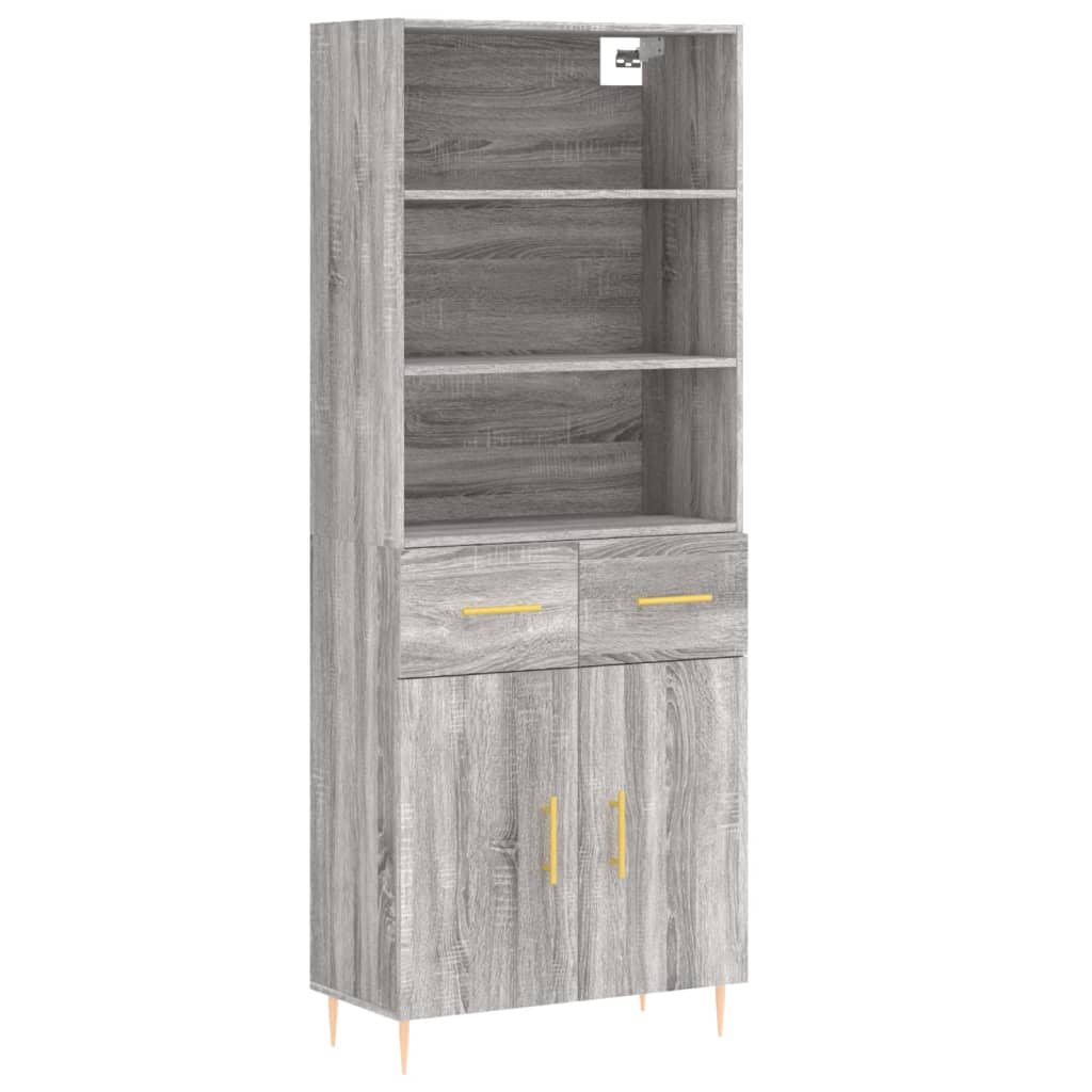 vidaXL Aparador alto madera contrachapada gris sonoma 69,5x34x180 cm