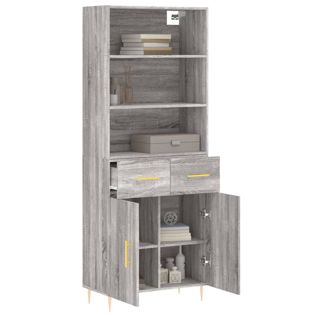 vidaXL Aparador alto madera contrachapada gris sonoma 69,5x34x180 cm