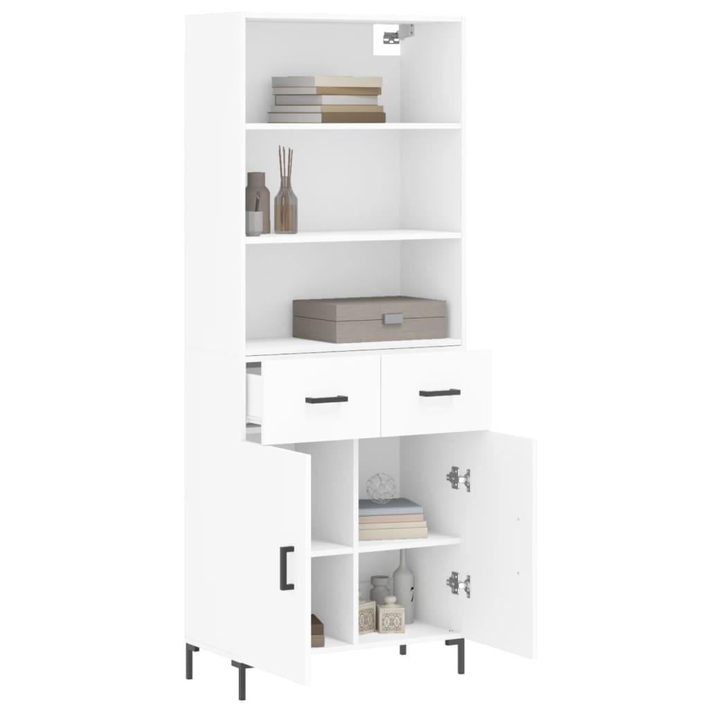 vidaXL Aparador alto madera contrachapada blanco 69,5x34x180 cm