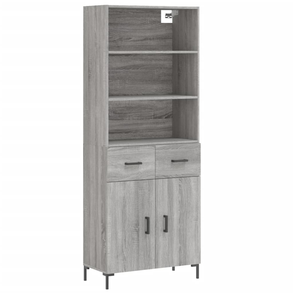 vidaXL Aparador alto madera contrachapada gris sonoma 69,5x34x180 cm