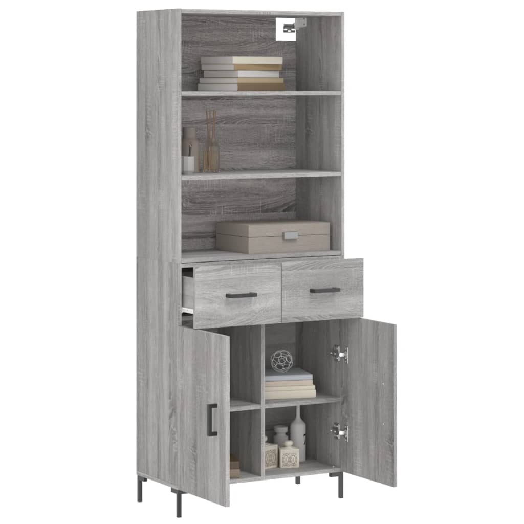 vidaXL Aparador alto madera contrachapada gris sonoma 69,5x34x180 cm