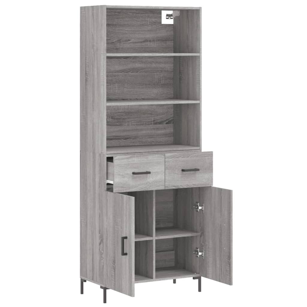 vidaXL Aparador alto madera contrachapada gris sonoma 69,5x34x180 cm