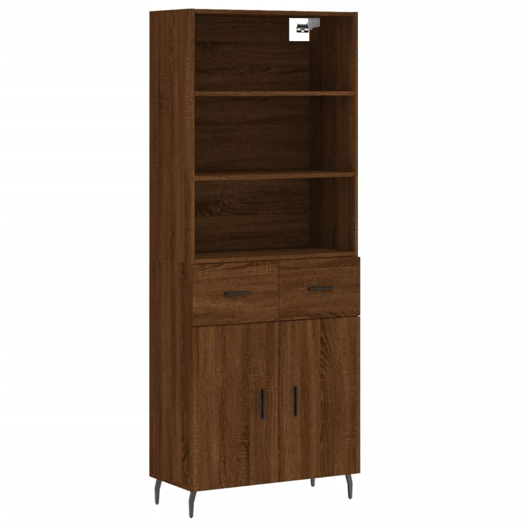 vidaXL Aparador alto madera contrachapada marrón roble 69,5x34x180 cm