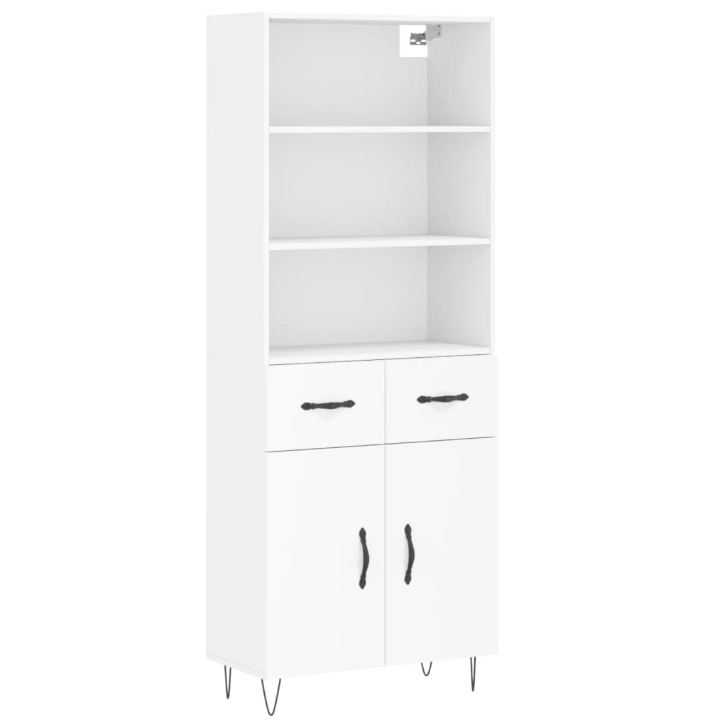 vidaXL Aparador alto madera contrachapada blanco 69,5x34x180 cm