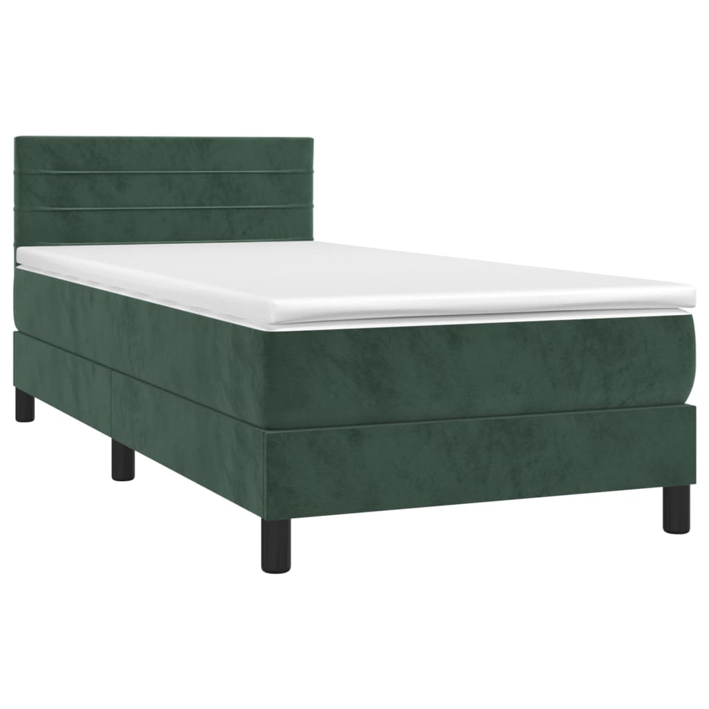 vidaXL Cama box spring con colchón terciopelo verde oscuro 100x200 cm