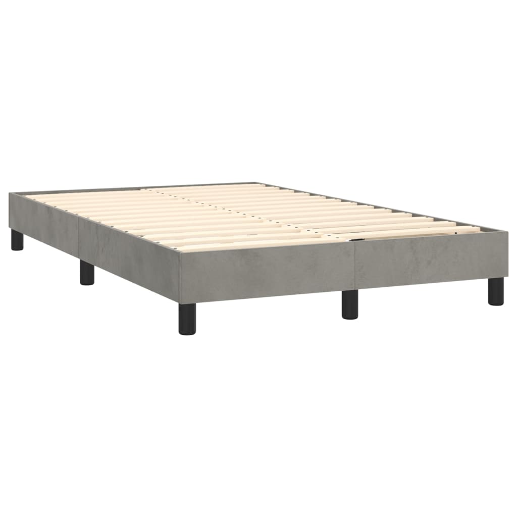 vidaXL Cama box spring con colchón terciopelo gris claro 120x200 cm