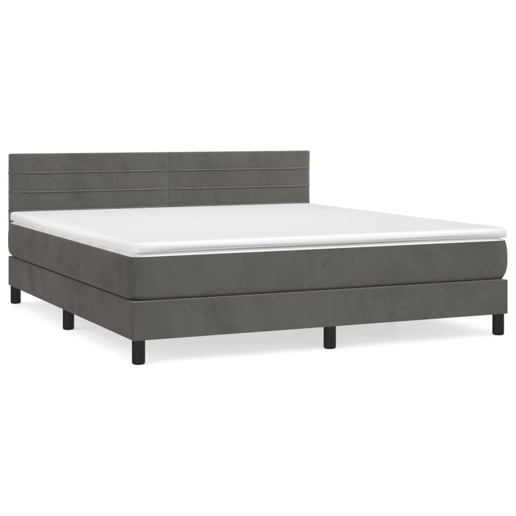 vidaXL Cama box spring con colchón terciopelo gris oscuro 160x200 cm