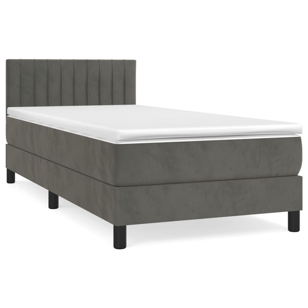 vidaXL Cama box spring con colchón terciopelo gris oscuro 90x190 cm