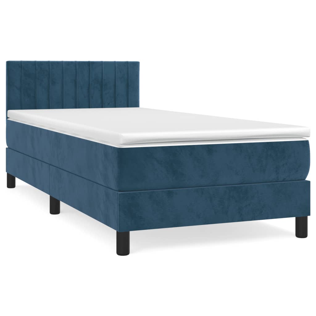 vidaXL Cama box spring con colchón terciopelo azul oscuro 90x200 cm