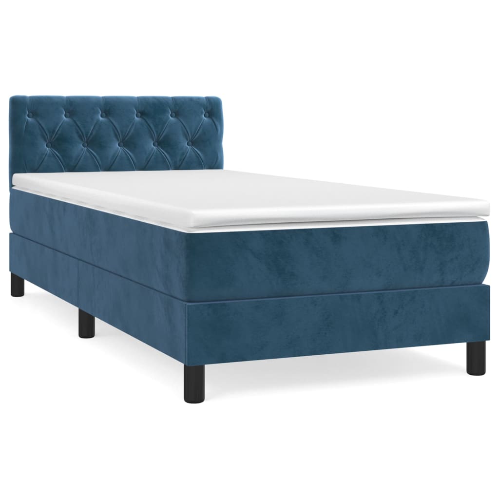 vidaXL Cama box spring con colchón terciopelo azul oscuro 80x200 cm