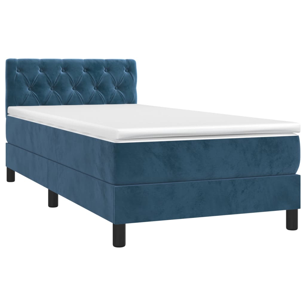 vidaXL Cama box spring con colchón terciopelo azul oscuro 80x200 cm