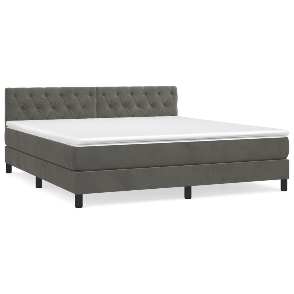 vidaXL Cama box spring con colchón terciopelo gris oscuro 160x200 cm