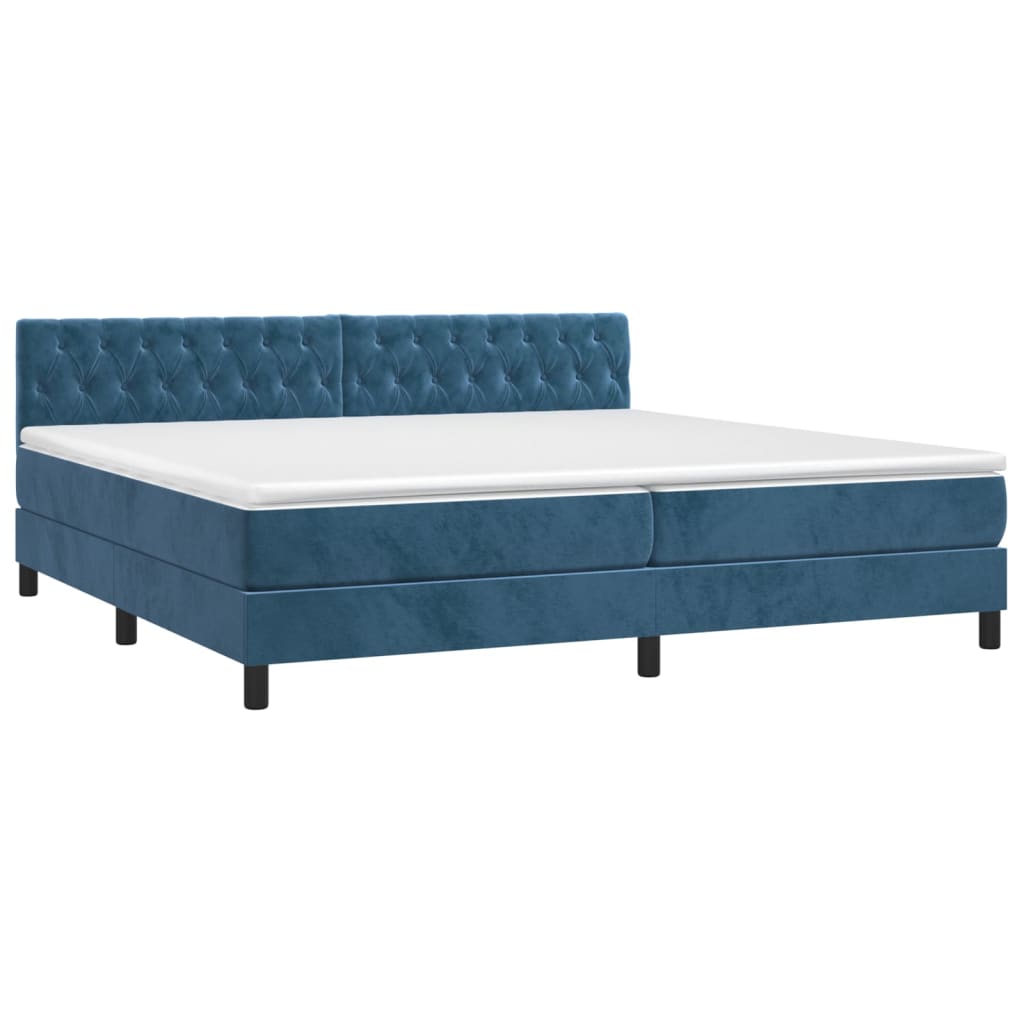 vidaXL Cama box spring con colchón terciopelo azul oscuro 200x200 cm