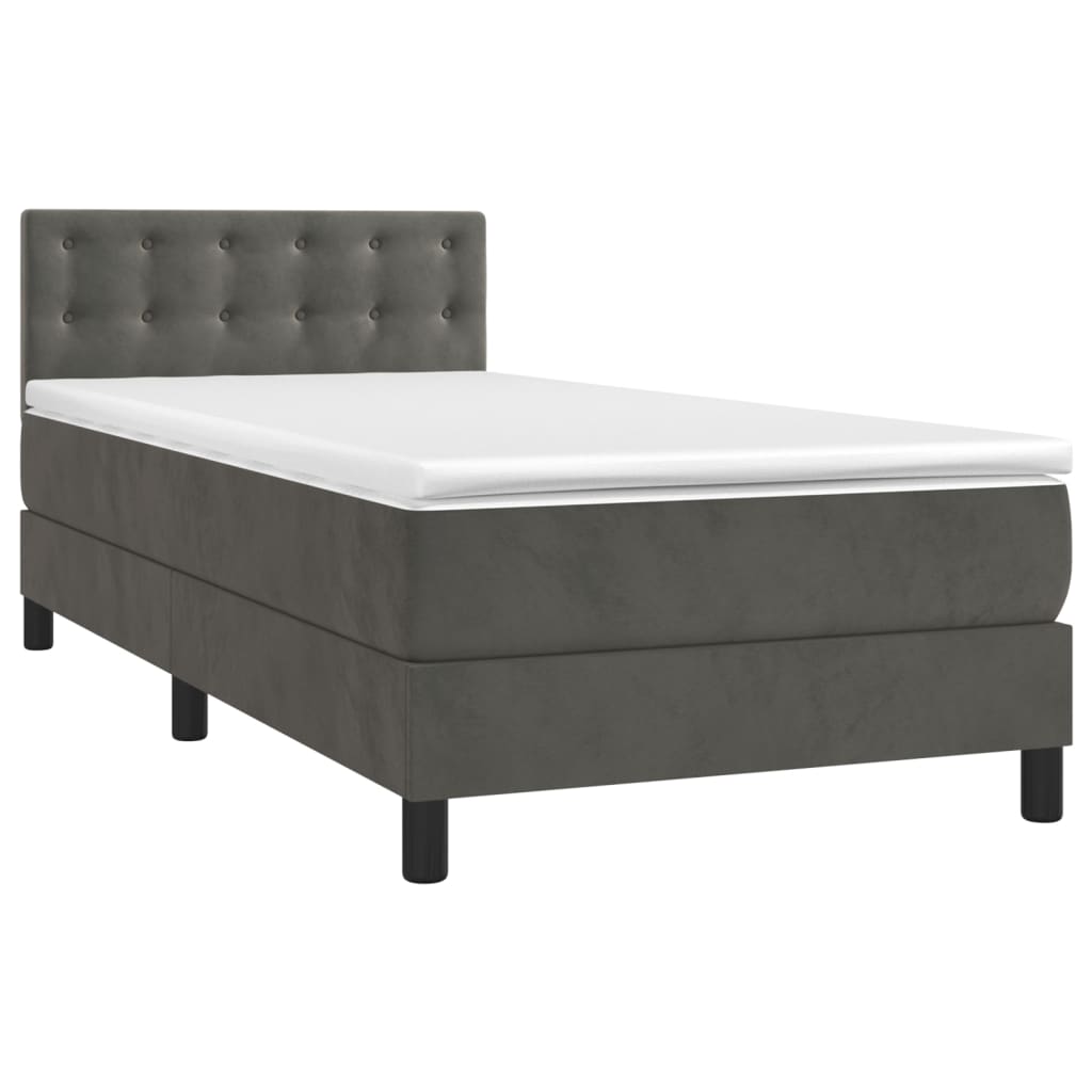 vidaXL Cama box spring con colchón terciopelo gris oscuro 100x200 cm