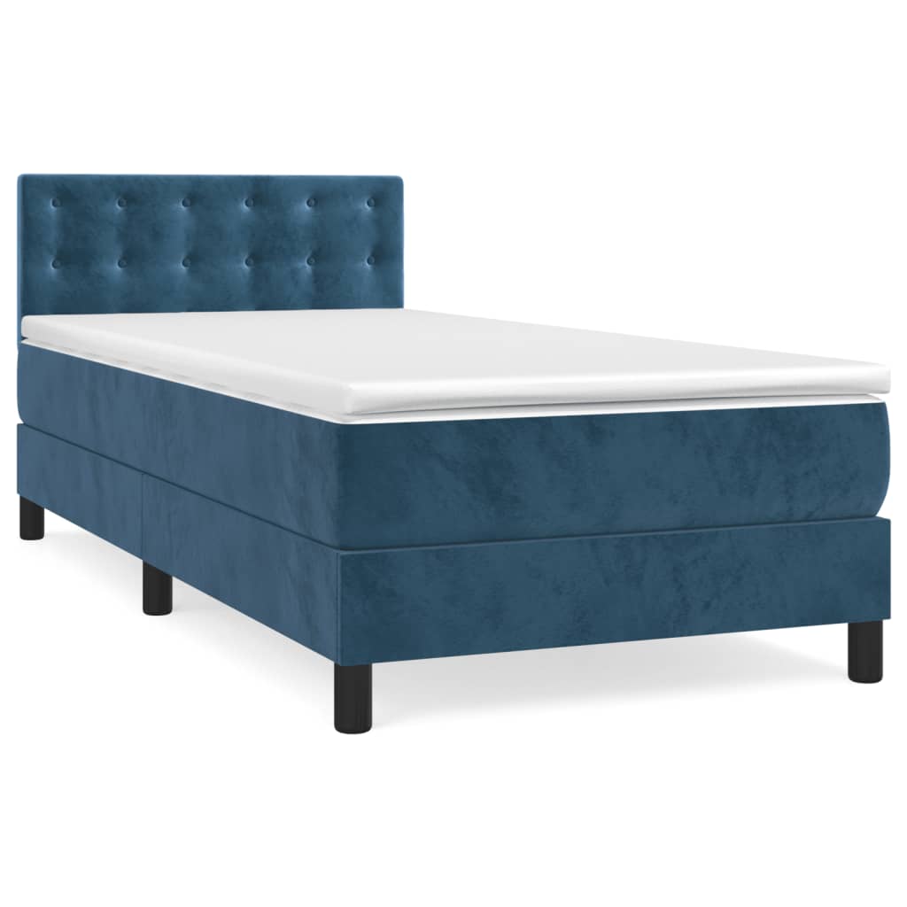 vidaXL Cama box spring con colchón terciopelo azul oscuro 100x200 cm