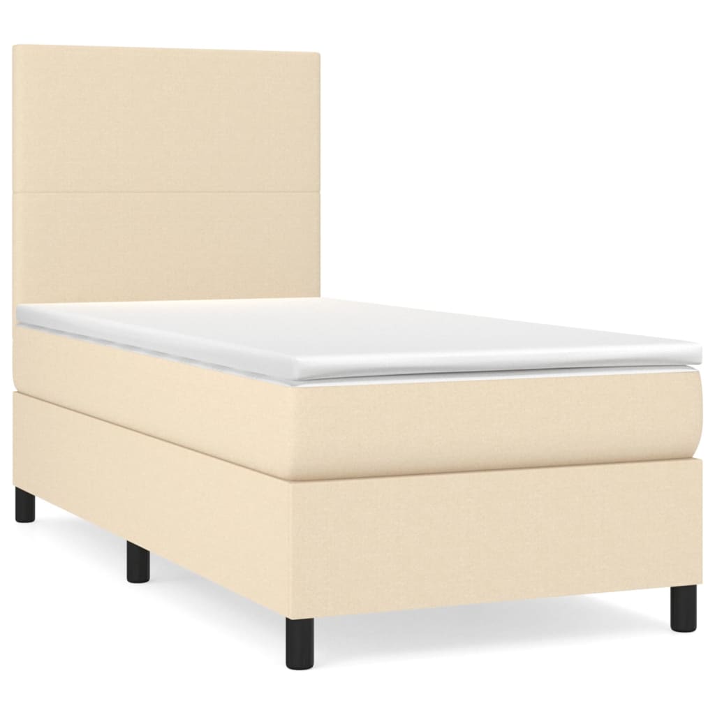 vidaXL Cama box spring con colchón tela color crema 80x200 cm