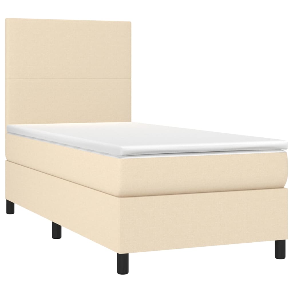 vidaXL Cama box spring con colchón tela color crema 80x200 cm