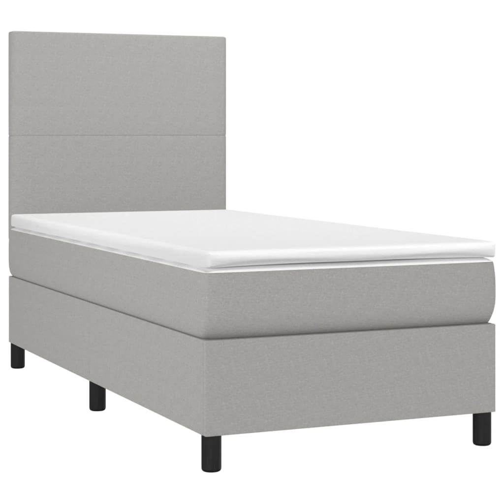 vidaXL Cama box spring con colchón tela gris claro 90x190 cm