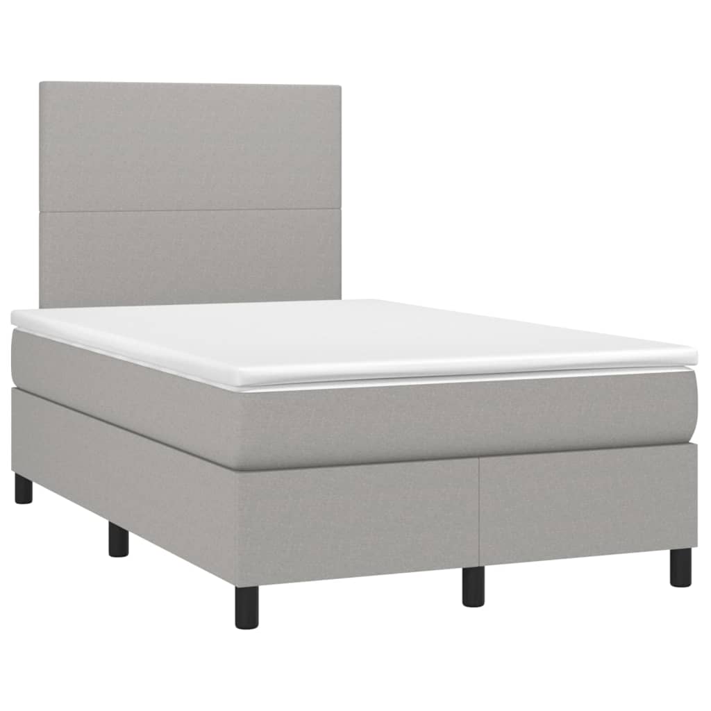 vidaXL Cama box spring con colchón tela gris claro 120x200 cm