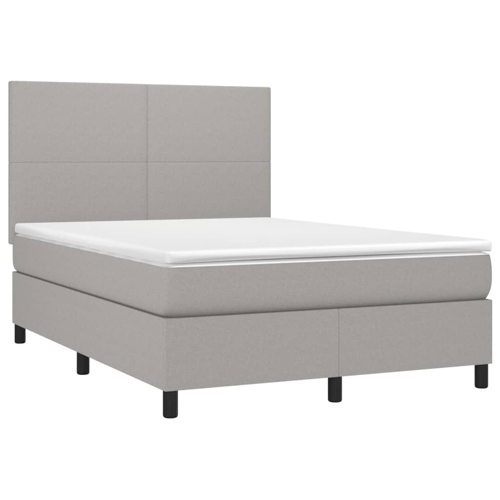 vidaXL Cama box spring con colchón tela gris claro 140x190 cm