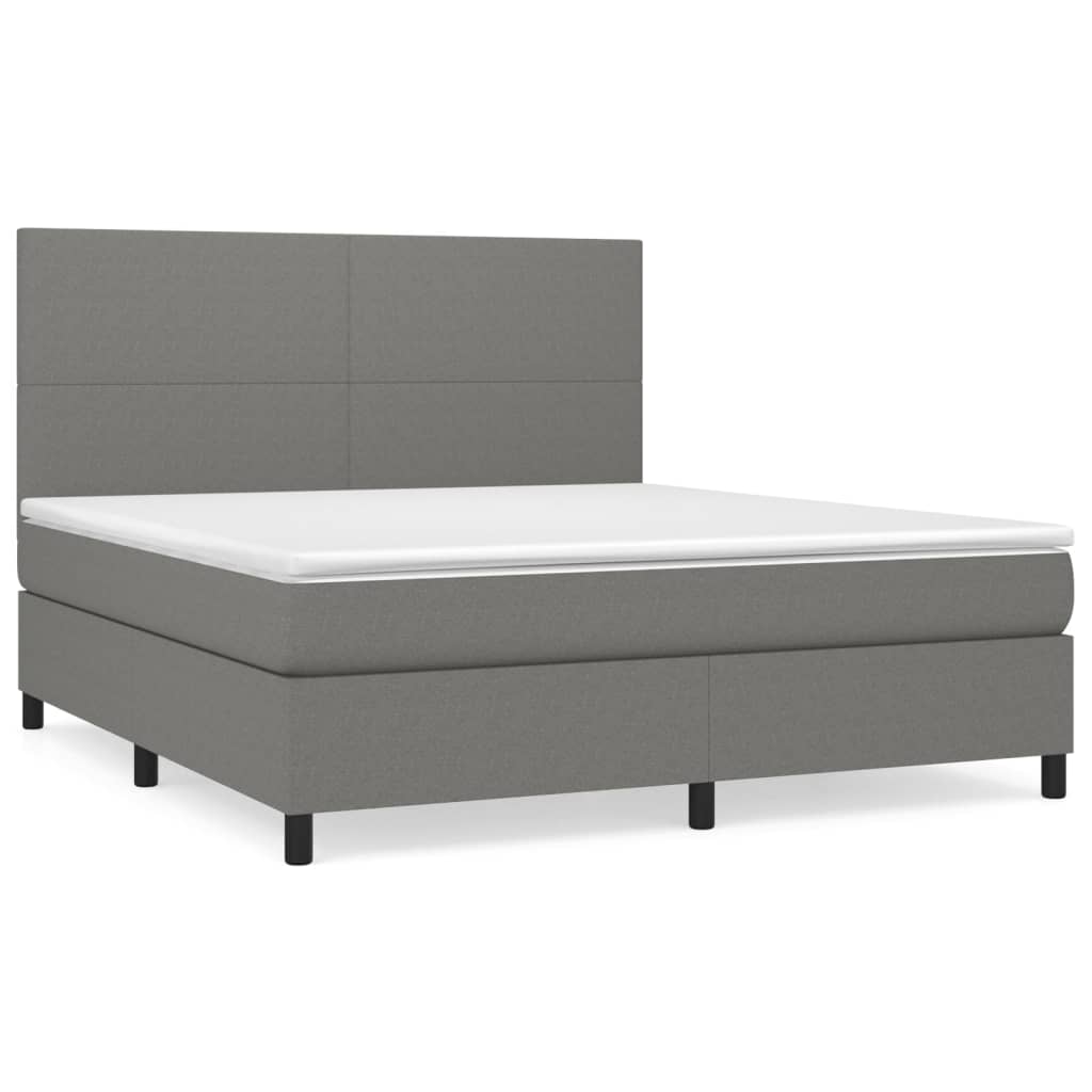 vidaXL Cama box spring con colchón tela gris oscuro 160x200 cm