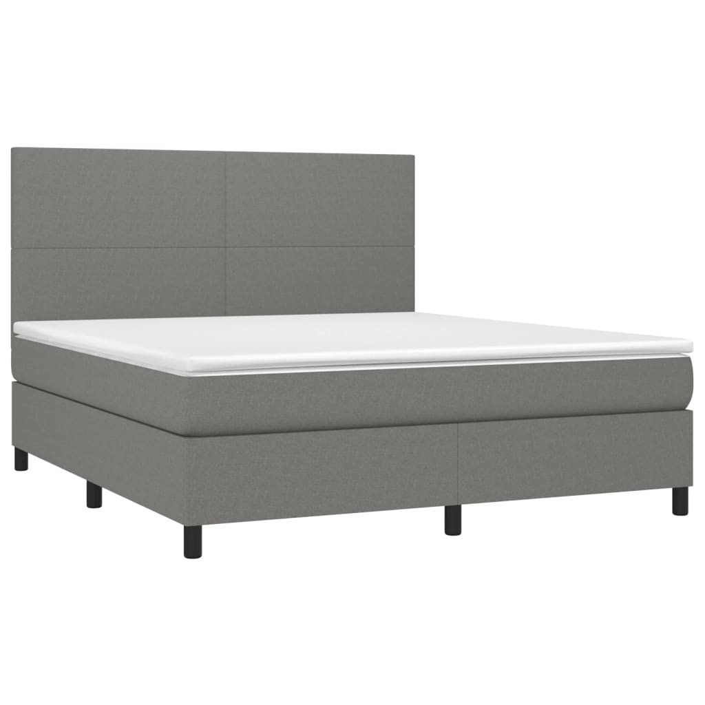 vidaXL Cama box spring con colchón tela gris oscuro 160x200 cm