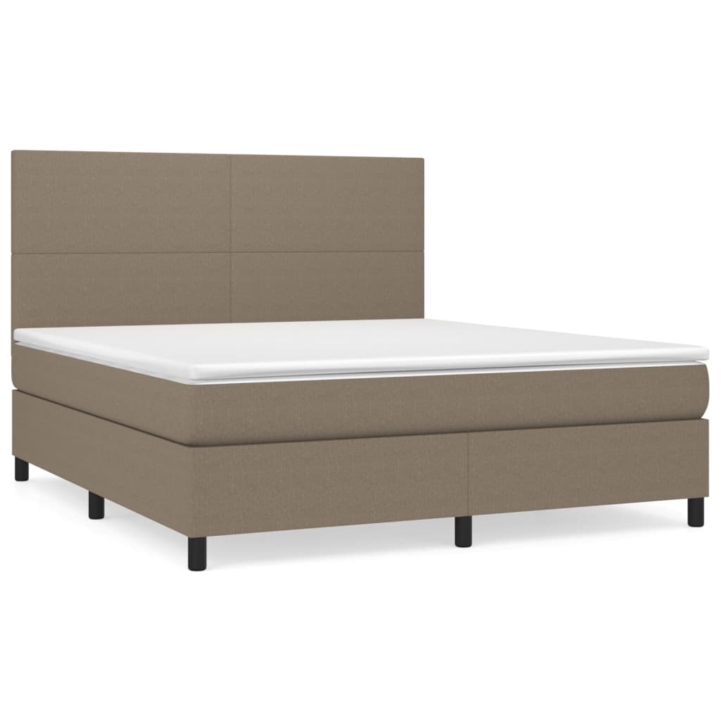 vidaXL Cama box spring con colchón tela gris taupe 160x200 cm