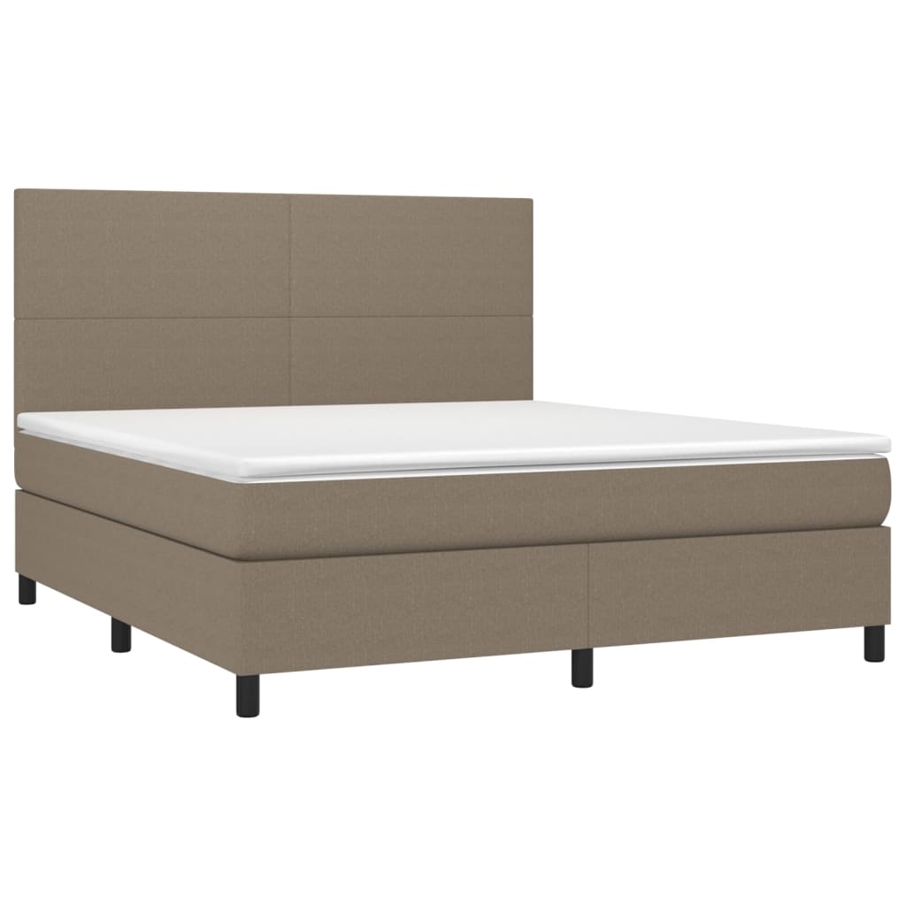 vidaXL Cama box spring con colchón tela gris taupe 160x200 cm