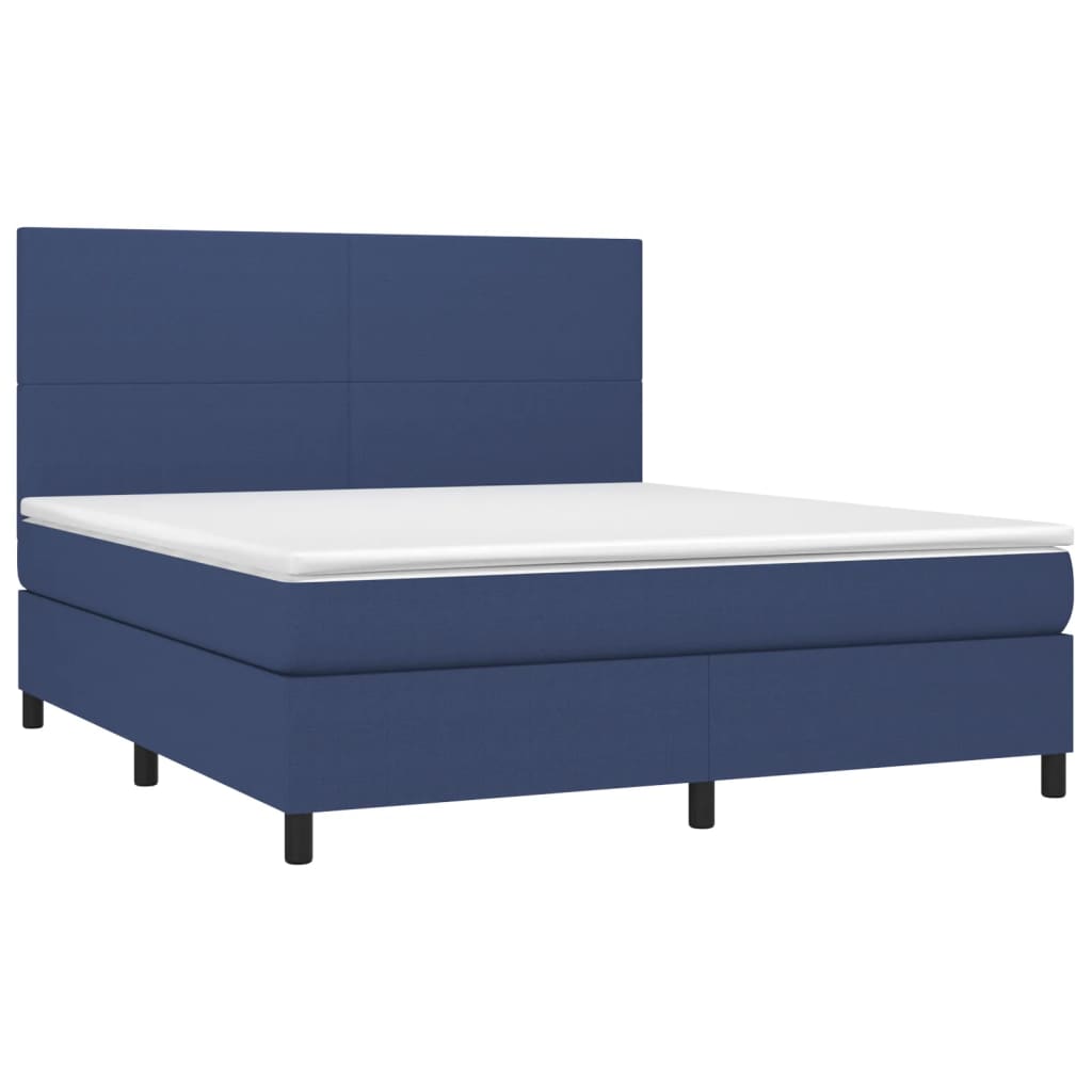 vidaXL Cama box spring con colchón tela azul 160x200 cm