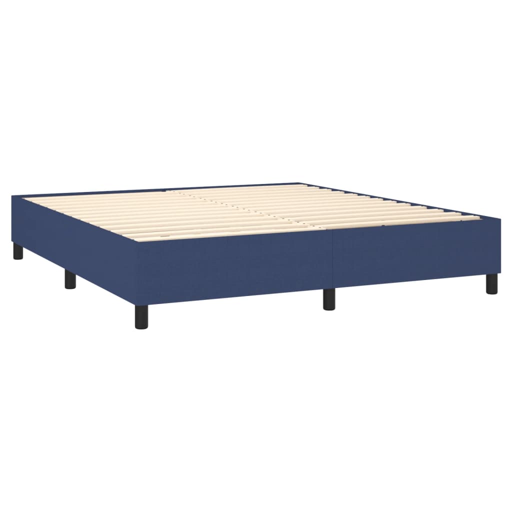 vidaXL Cama box spring con colchón tela azul 160x200 cm