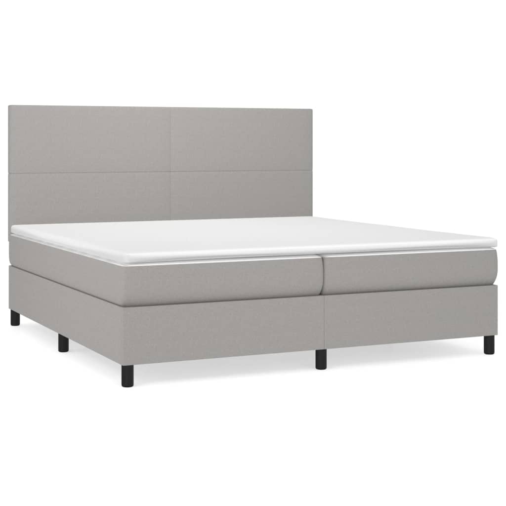 vidaXL Cama box spring con colchón tela gris claro 200x200 cm