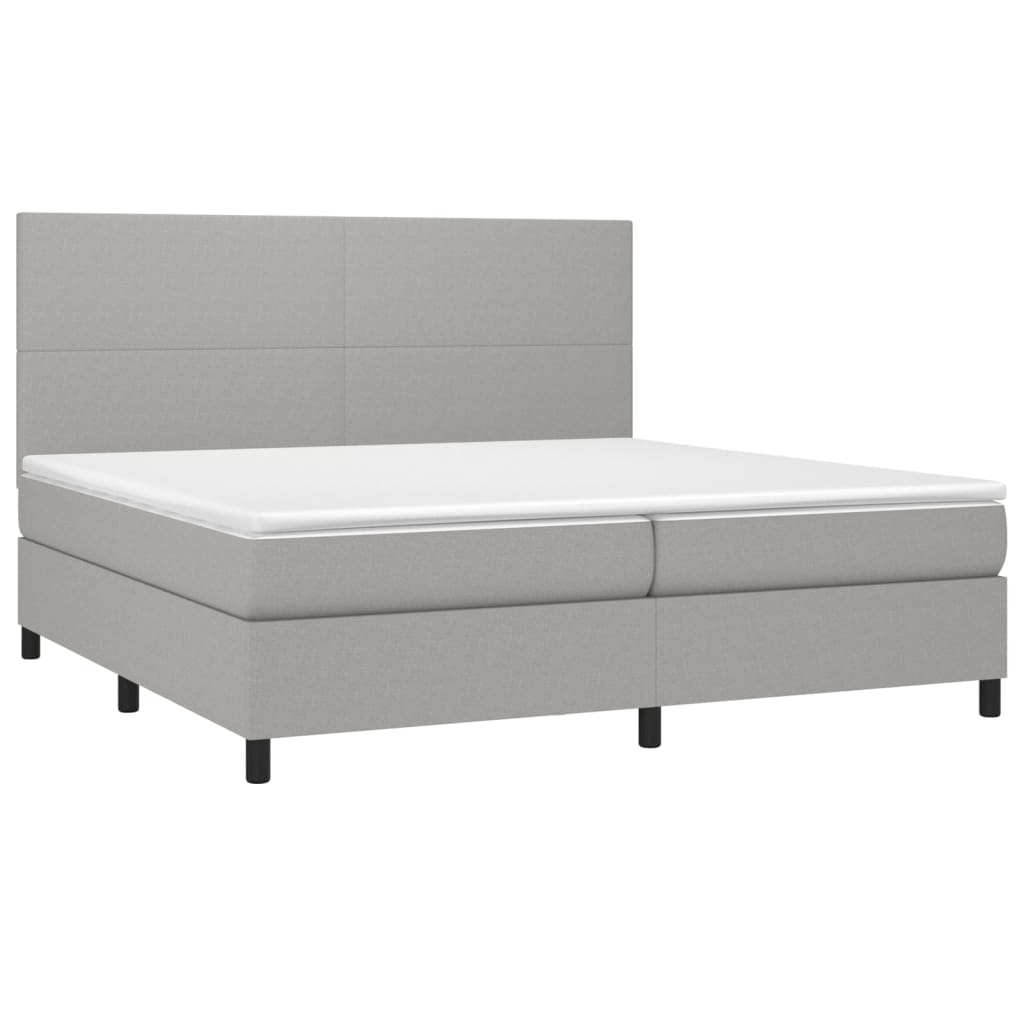 vidaXL Cama box spring con colchón tela gris claro 200x200 cm