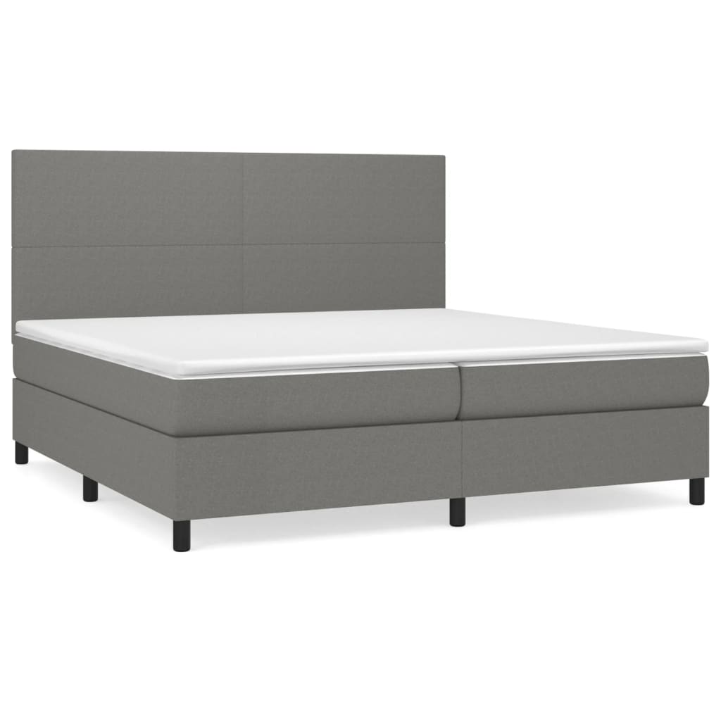 vidaXL Cama box spring con colchón tela gris oscuro 200x200 cm