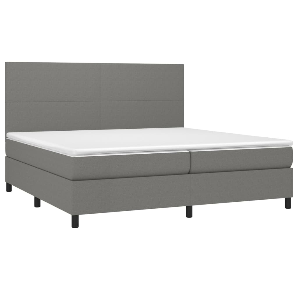 vidaXL Cama box spring con colchón tela gris oscuro 200x200 cm