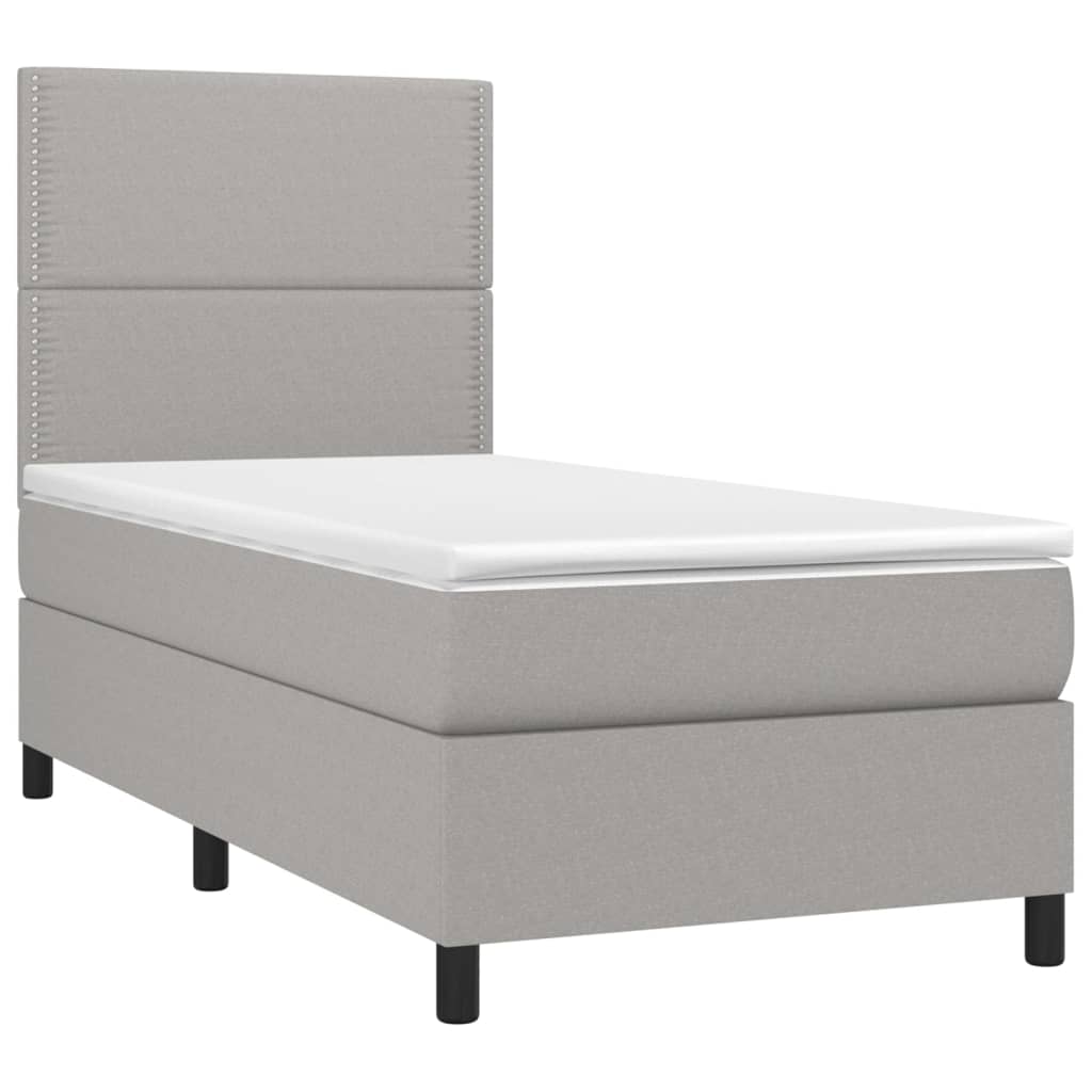 vidaXL Cama box spring con colchón tela gris claro 90x200 cm