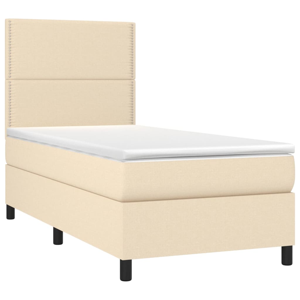 vidaXL Cama box spring con colchón tela color crema 90x200 cm