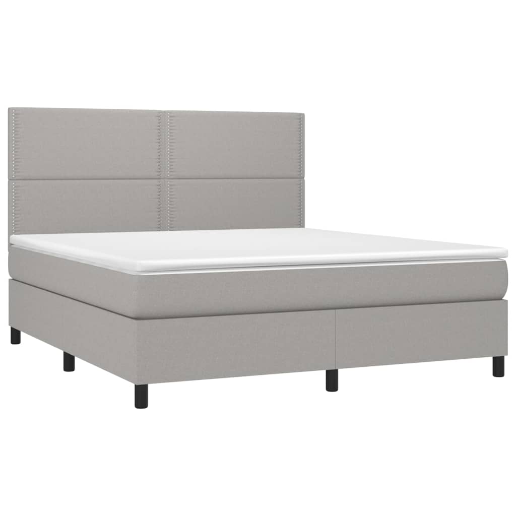 vidaXL Cama box spring con colchón tela gris claro 180x200 cm