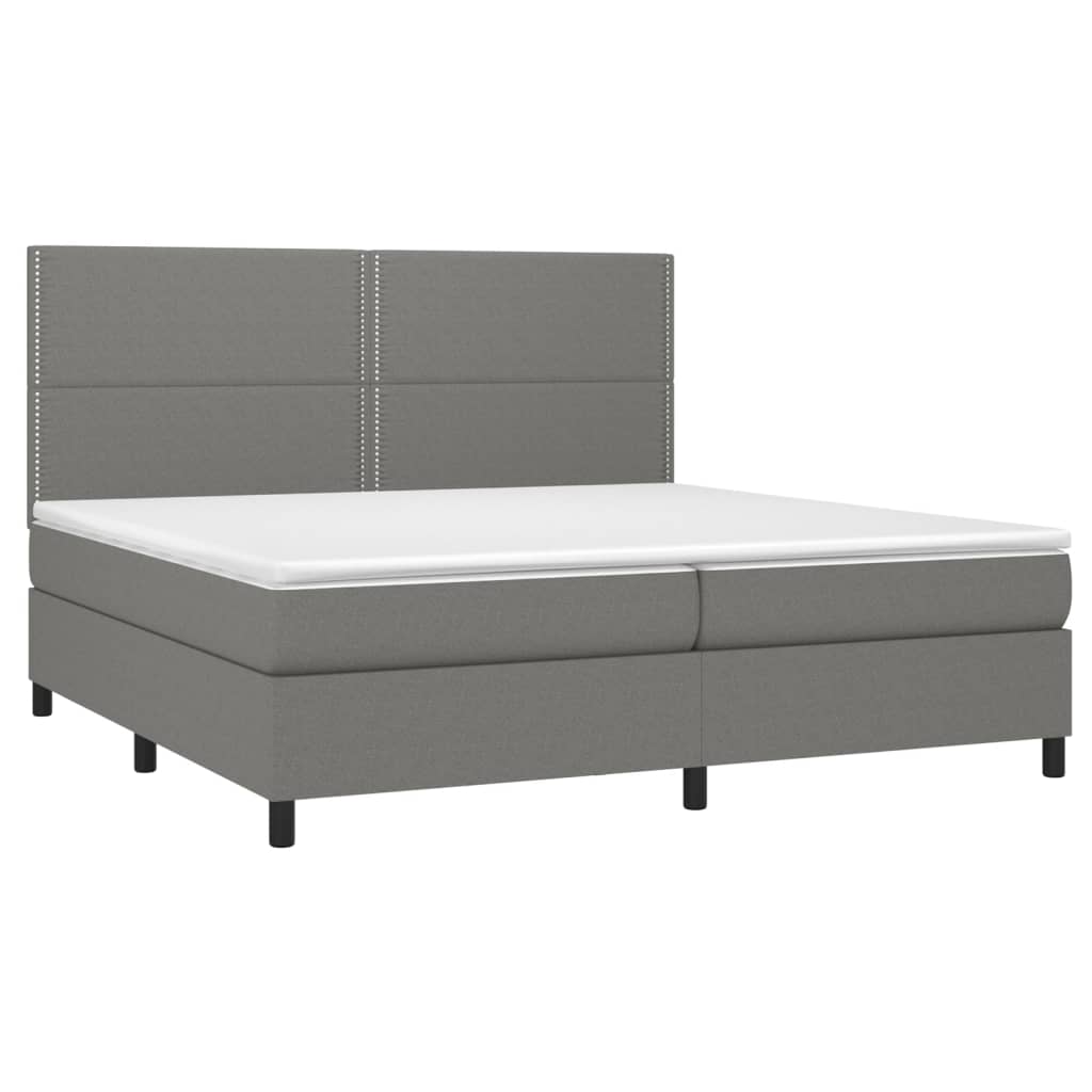 vidaXL Cama box spring con colchón tela gris oscuro 200x200 cm