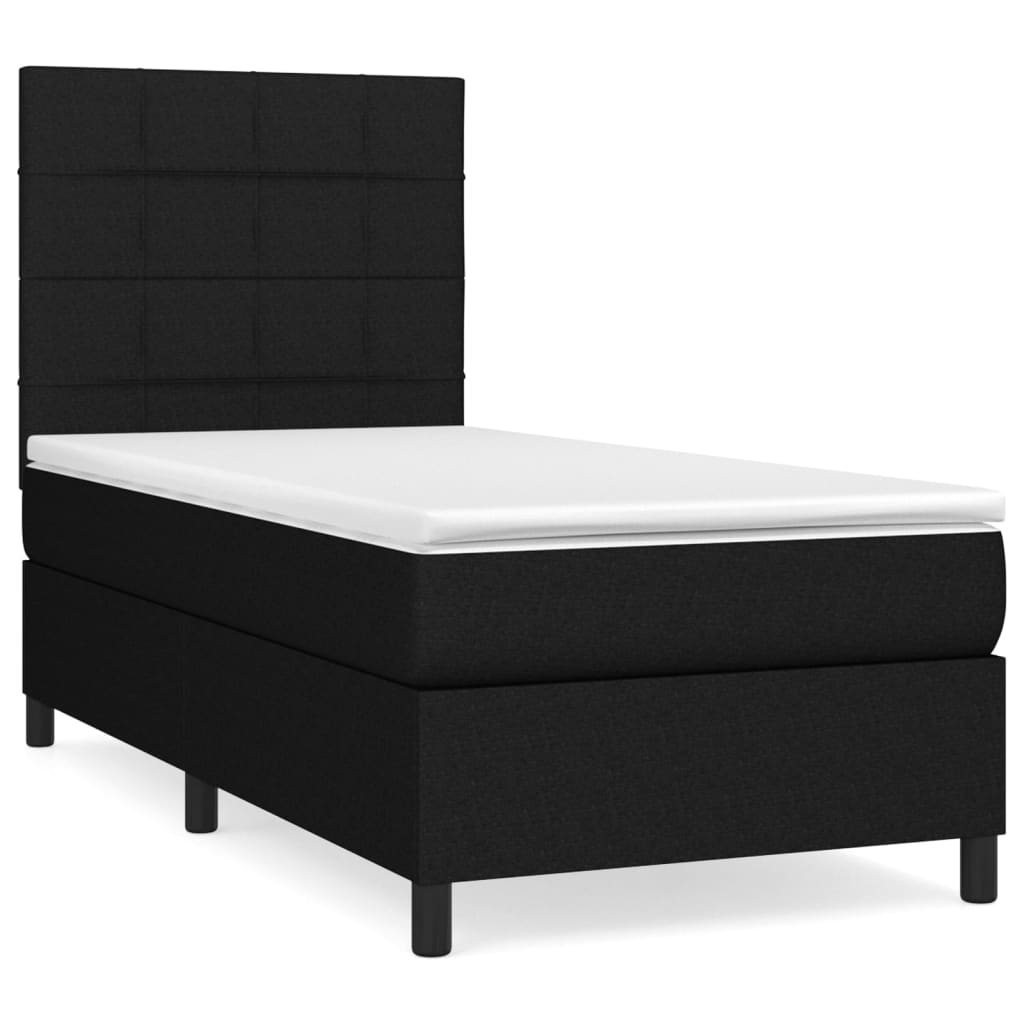 vidaXL Cama box spring con colchón tela negro 80x200 cm