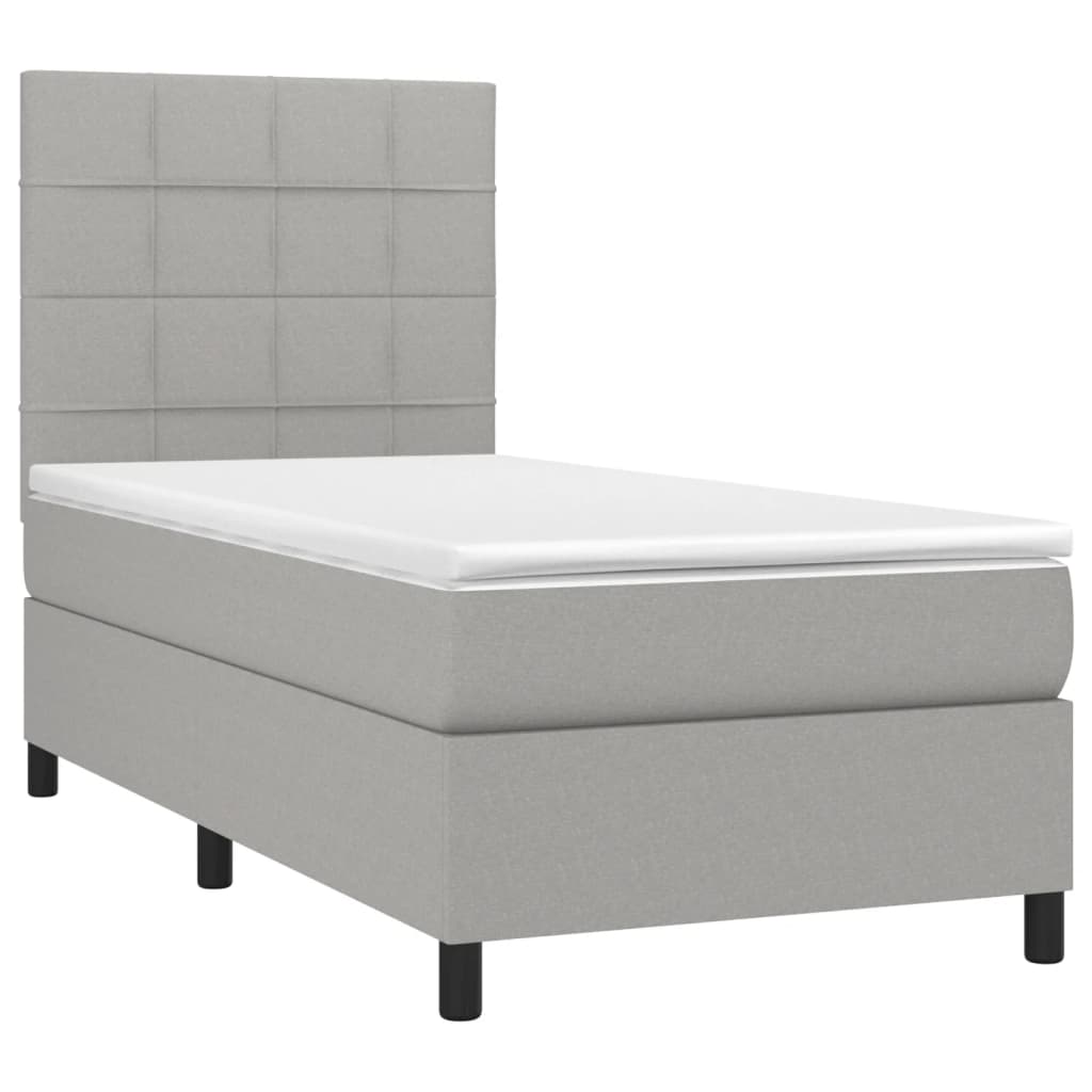 vidaXL Cama box spring con colchón tela gris claro 100x200 cm