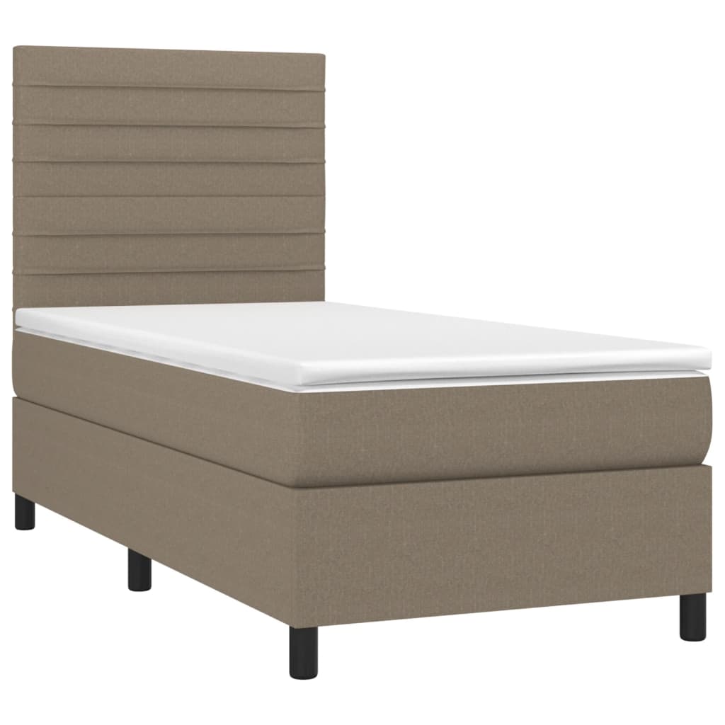 vidaXL Cama box spring con colchón tela gris taupe 80x200 cm