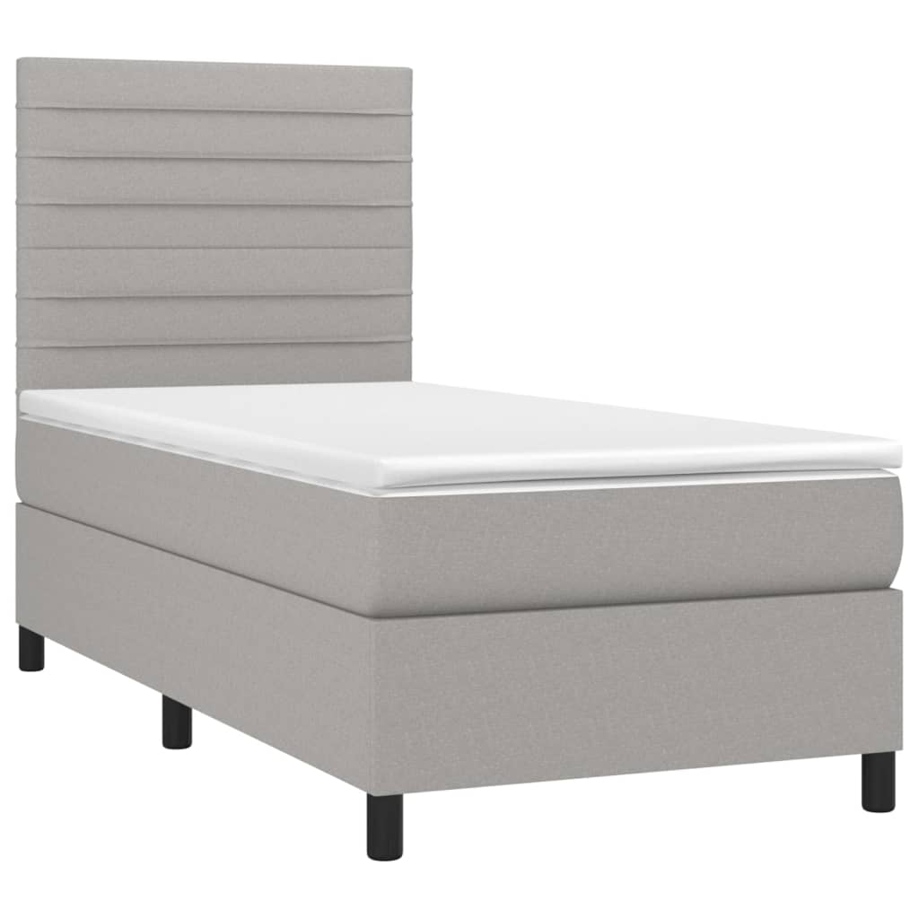 vidaXL Cama box spring con colchón tela gris claro 100x200 cm